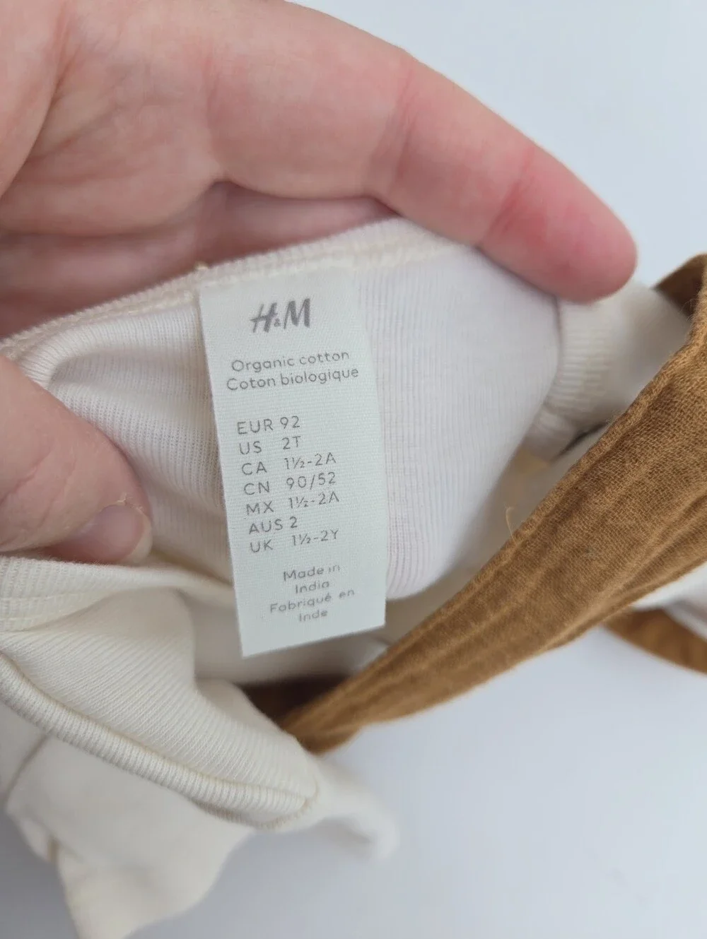 H&M Cream Tee with Brown Muslin Suspender Romper 2T